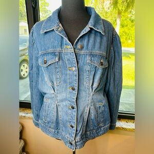 Future Collective Classic 100% Cotton Denim Pleated Jacket Size Large